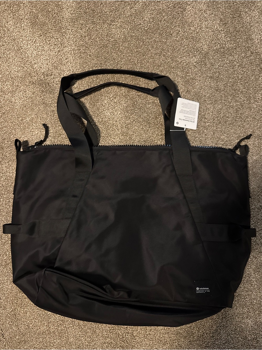 Black Lulu lemon Tote Bag - Classic Black Travel Tote